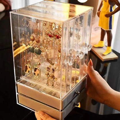 Clear Acrylic Earring and Necklace Storage Box with Drawers